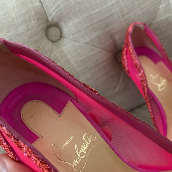 Christian Louboutin Galativi Glitter Heels – Pink Stilettos – Size 36.5 / US 6.5